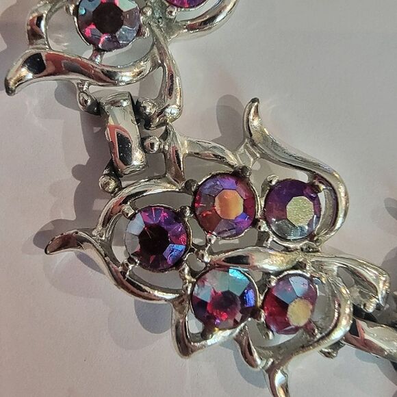 #SarahCoventry #Vintage Pink Red #AB #Rhinestone 8" long 1" Wide #Bracelet - Picture 10 of 12